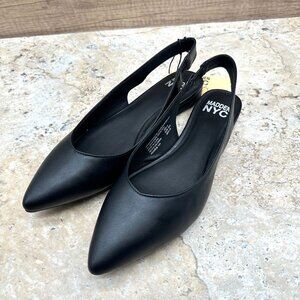 Madden NYC Slingback Flats Black Pointed Toe Shoes Comfort Foam Womens Size 8